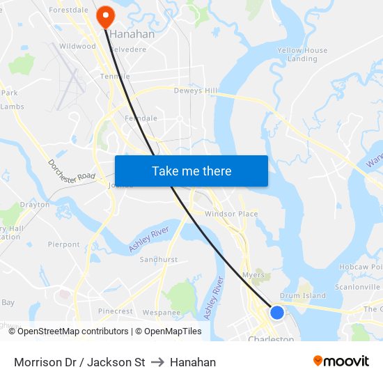 Morrison Dr / Jackson St to Hanahan map