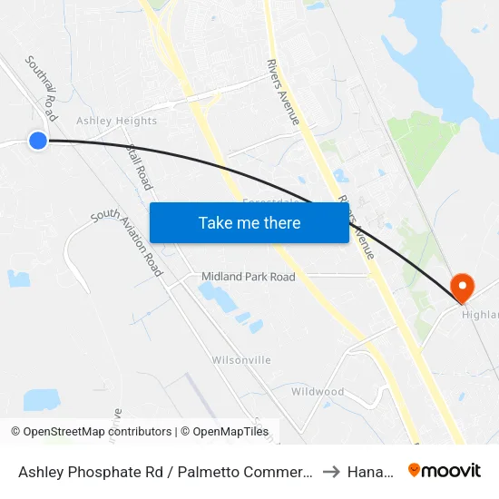 Ashley Phosphate Rd / Palmetto Commerce Pkwy to Hanahan map