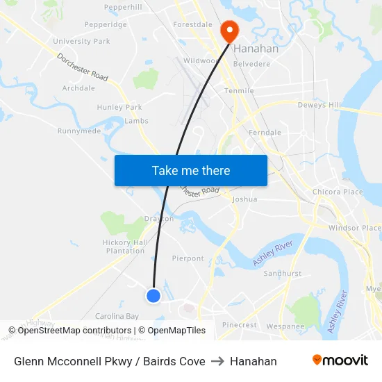 Glenn Mcconnell Pkwy / Bairds Cove to Hanahan map