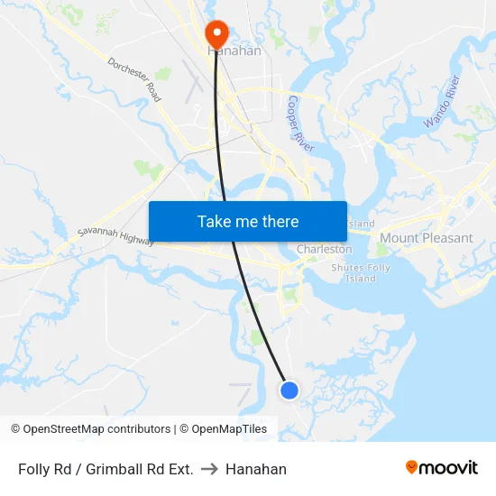 Folly Rd / Grimball Rd Ext. to Hanahan map