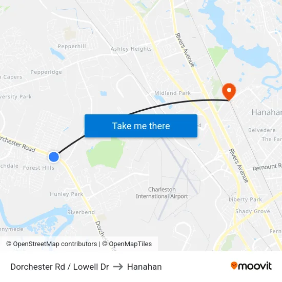 Dorchester Rd / Lowell Dr to Hanahan map