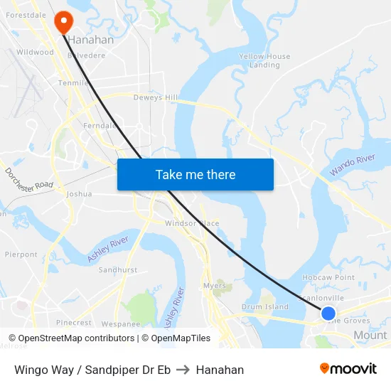 Wingo Way / Sandpiper Dr Eb to Hanahan map