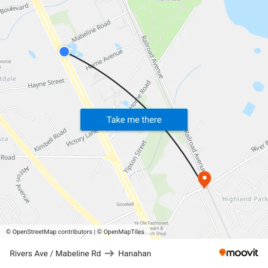 Rivers Ave / Mabeline Rd to Hanahan map