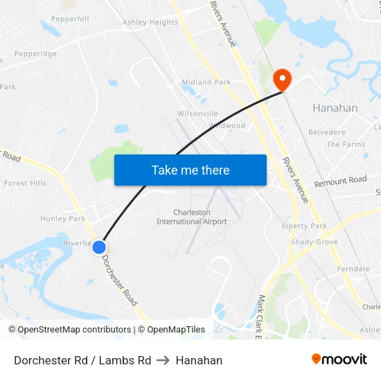 Dorchester Rd / Lambs Rd to Hanahan map