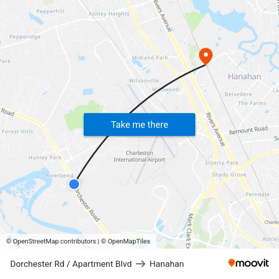 Dorchester Rd / Apartment Blvd to Hanahan map