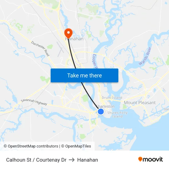 Calhoun St / Courtenay Dr to Hanahan map