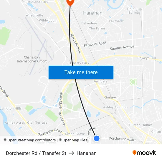 Dorchester Rd / Transfer St to Hanahan map