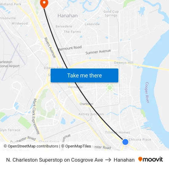 N. Charleston Superstop on Cosgrove Ave to Hanahan map