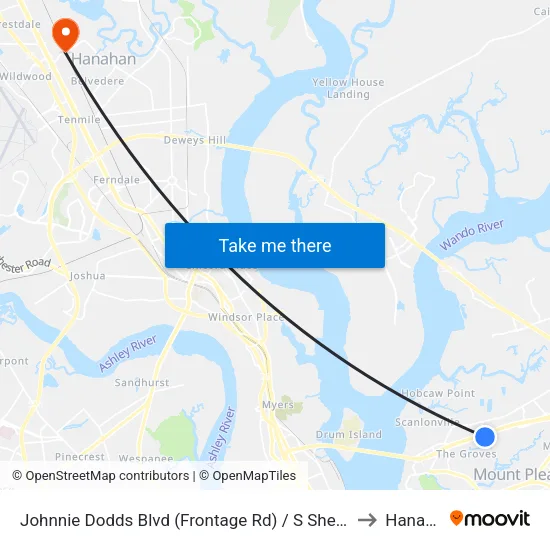 Johnnie Dodds Blvd (Frontage Rd) / S Shelmore Blvd to Hanahan map