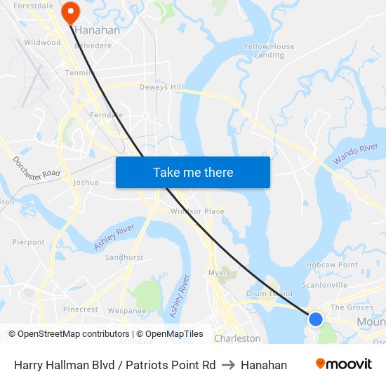 Harry Hallman Blvd / Patriots Point Rd to Hanahan map