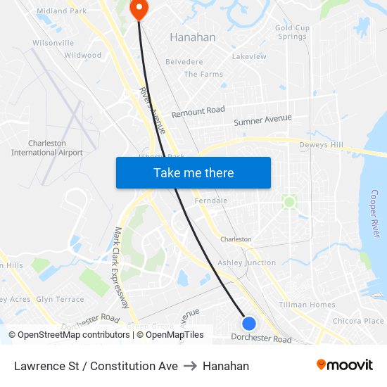 Lawrence St / Constitution Ave to Hanahan map