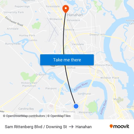 Sam Rittenberg Blvd / Downing St to Hanahan map