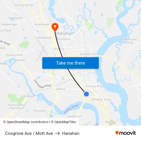 Cosgrove Ave / Mott Ave to Hanahan map