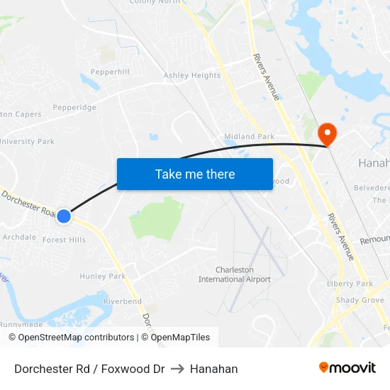 Dorchester Rd / Foxwood Dr to Hanahan map