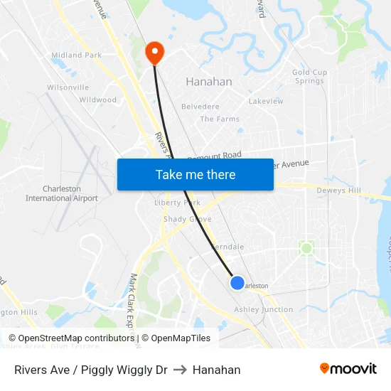 Rivers Ave / Piggly Wiggly Dr to Hanahan map