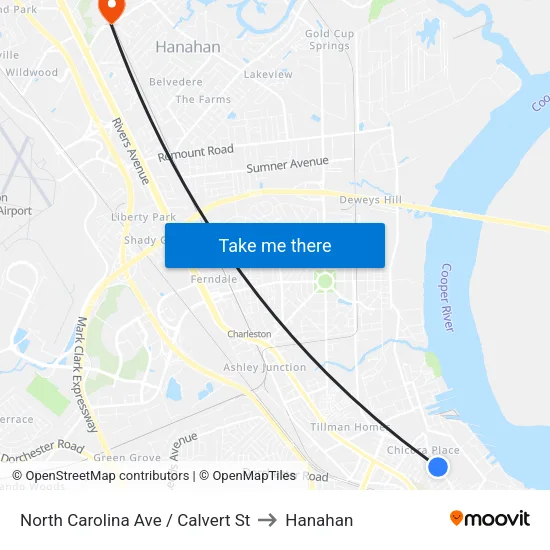 North Carolina Ave / Calvert St to Hanahan map