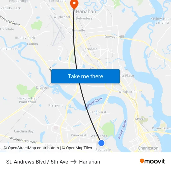 St. Andrews Blvd / 5th Ave to Hanahan map