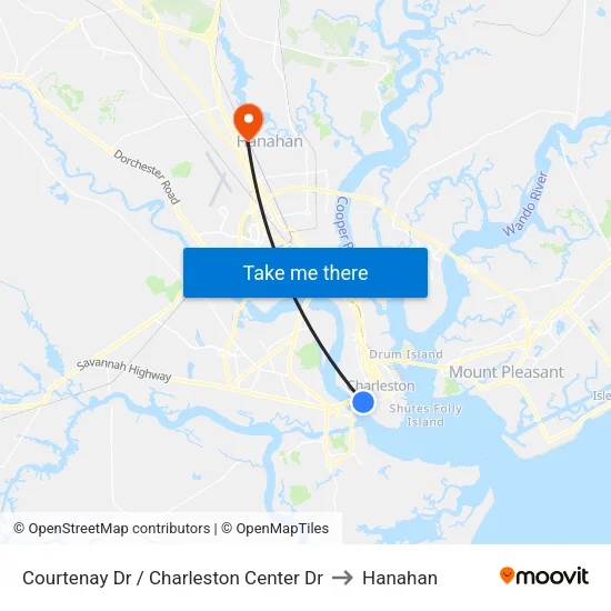 Courtenay Dr / Charleston Center Dr to Hanahan map