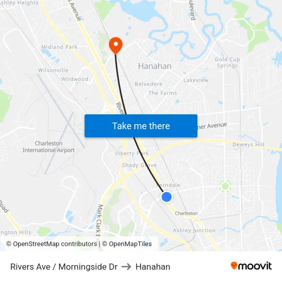 Rivers Ave / Morningside Dr to Hanahan map