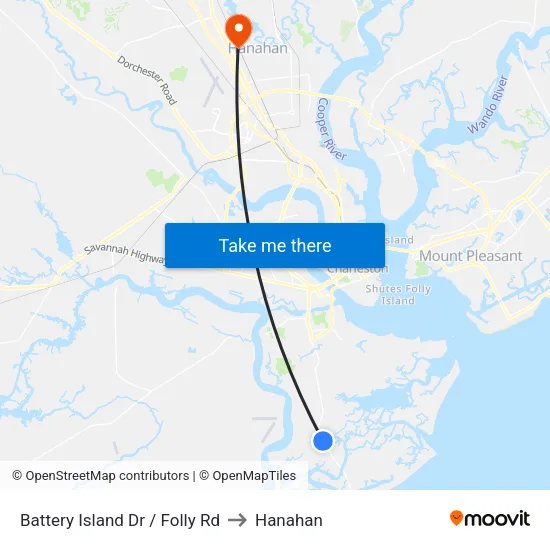 Battery Island Dr / Folly Rd to Hanahan map