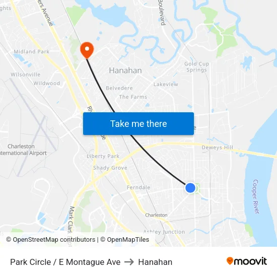 Park Circle / E Montague Ave to Hanahan map