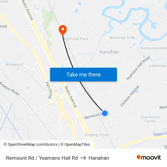 Remount Rd / Yeamans Hall Rd to Hanahan map