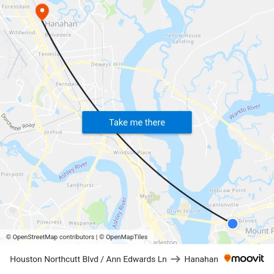 Houston Northcutt Blvd / Ann Edwards Ln to Hanahan map