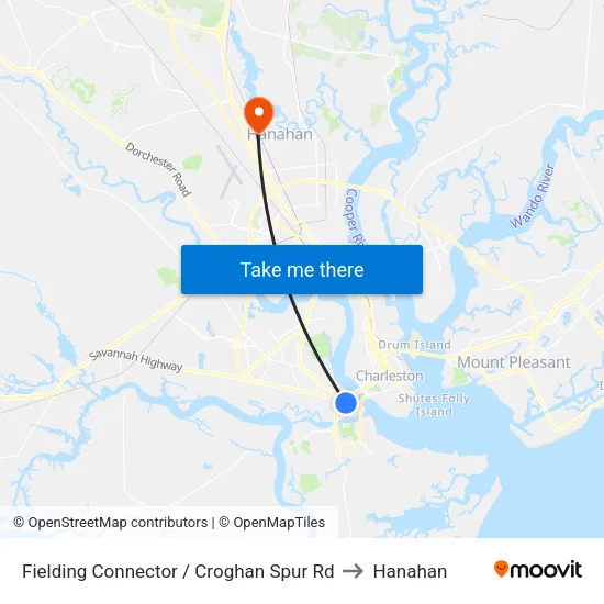 Fielding Connector / Croghan Spur Rd to Hanahan map