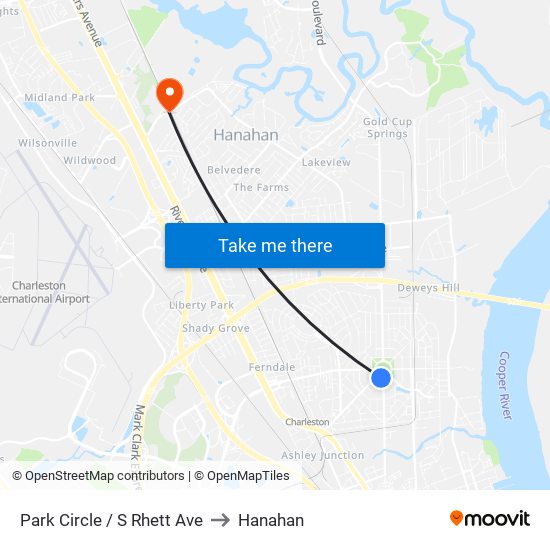 Park Circle / S Rhett Ave to Hanahan map