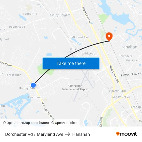 Dorchester Rd / Maryland Ave to Hanahan map