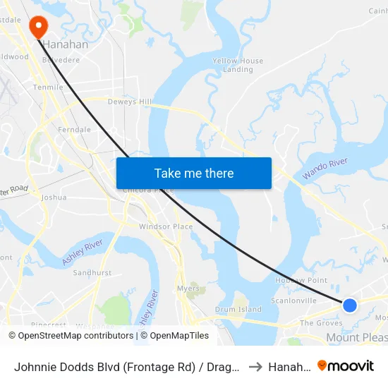Johnnie Dodds Blvd (Frontage Rd) / Dragoon Dr to Hanahan map