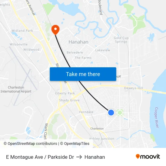E Montague Ave / Parkside Dr to Hanahan map