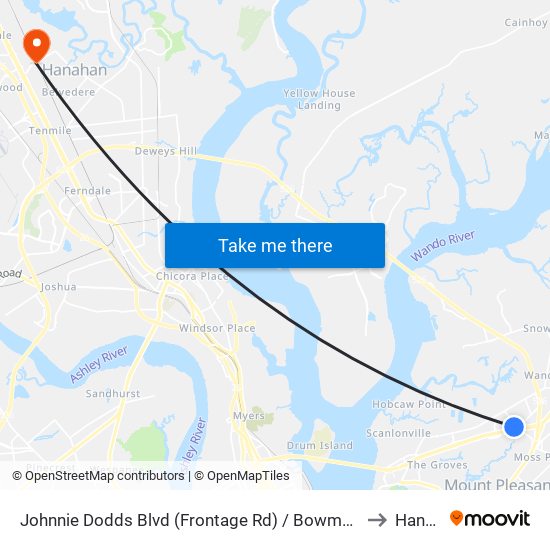 Johnnie Dodds Blvd (Frontage Rd) / Bowman Rd (N Of Hwy 17) to Hanahan map