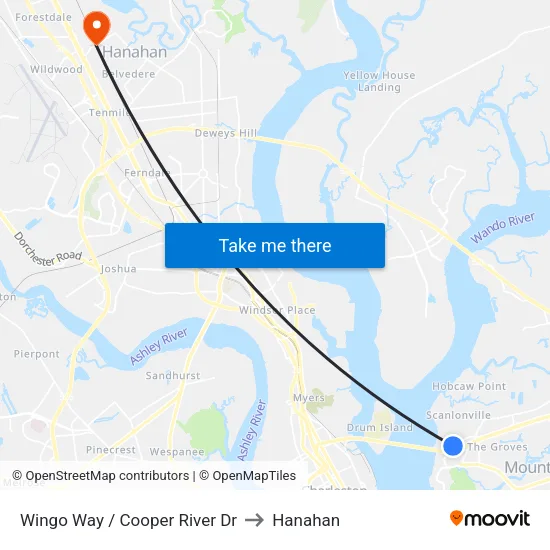 Wingo Way / Cooper River Dr to Hanahan map