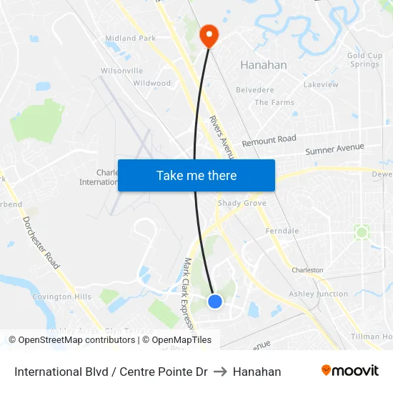 International Blvd / Centre Pointe Dr to Hanahan map