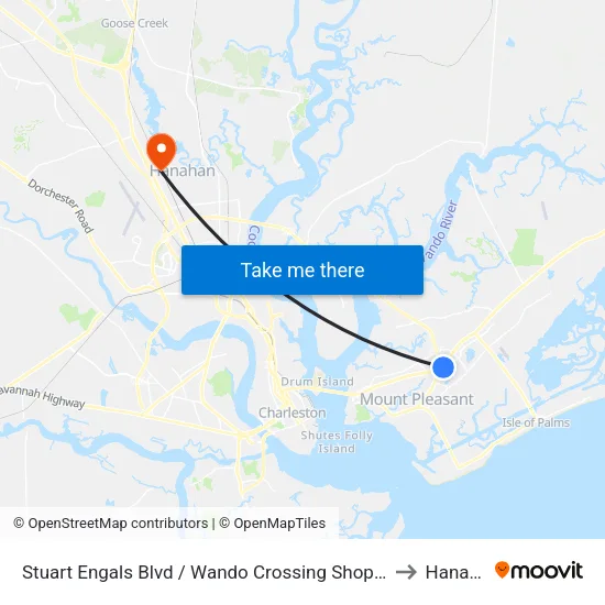 Stuart Engals Blvd / Wando Crossing Shopping Center to Hanahan map