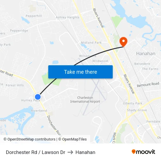 Dorchester Rd / Lawson Dr to Hanahan map