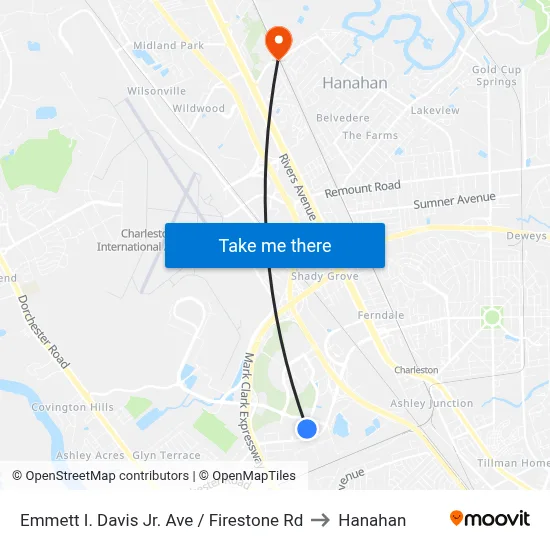 Emmett I. Davis Jr. Ave / Firestone Rd to Hanahan map