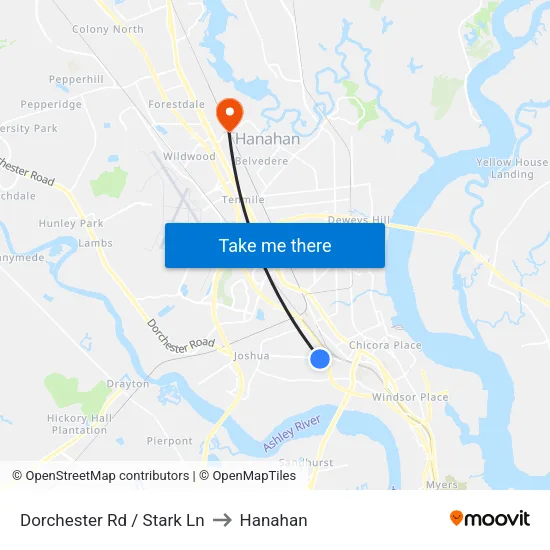 Dorchester Rd / Stark Ln to Hanahan map