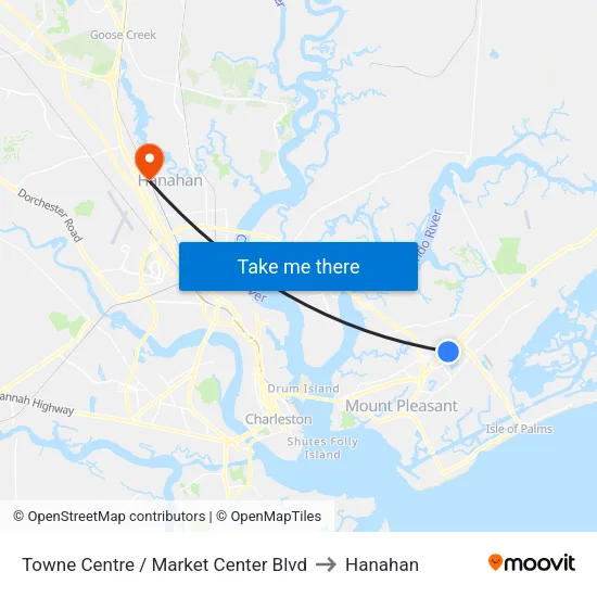 Towne Centre / Market Center Blvd to Hanahan map