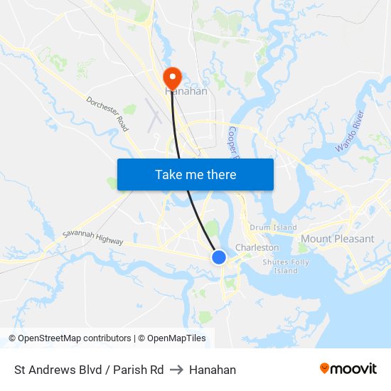 St Andrews Blvd / Parish Rd to Hanahan map