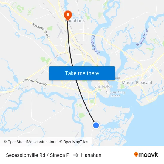 Secessionville  Rd / Sineca Pl to Hanahan map