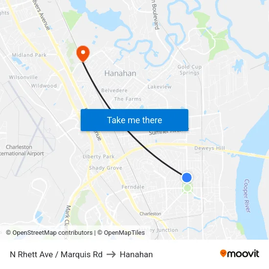 N Rhett Ave / Marquis Rd to Hanahan map