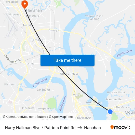 Harry Hallman Blvd / Patriots Point Rd to Hanahan map