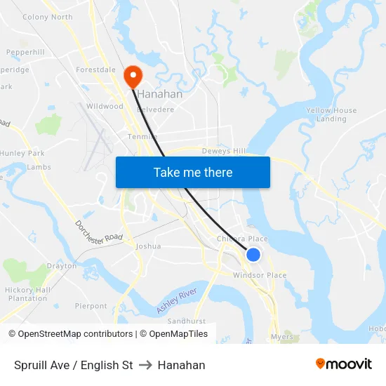 Spruill Ave / English St to Hanahan map