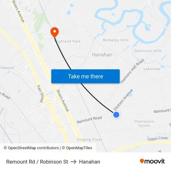 Remount Rd / Robinson St to Hanahan map