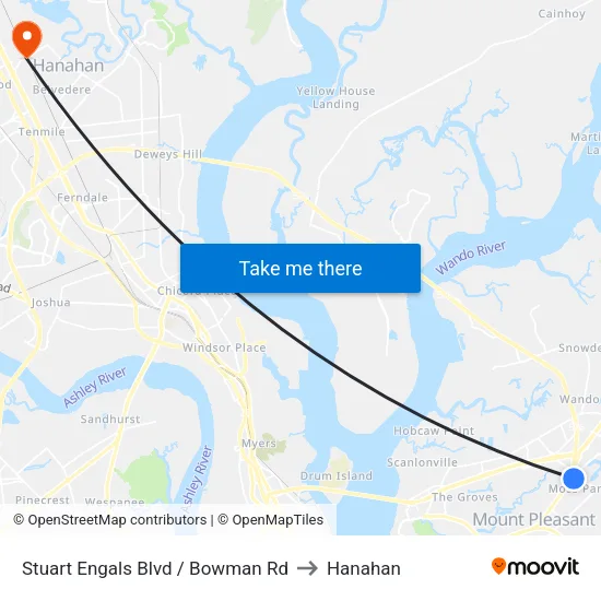 Stuart Engals Blvd / Bowman Rd to Hanahan map