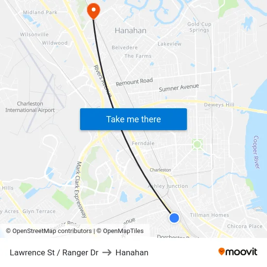 Lawrence St / Ranger Dr to Hanahan map