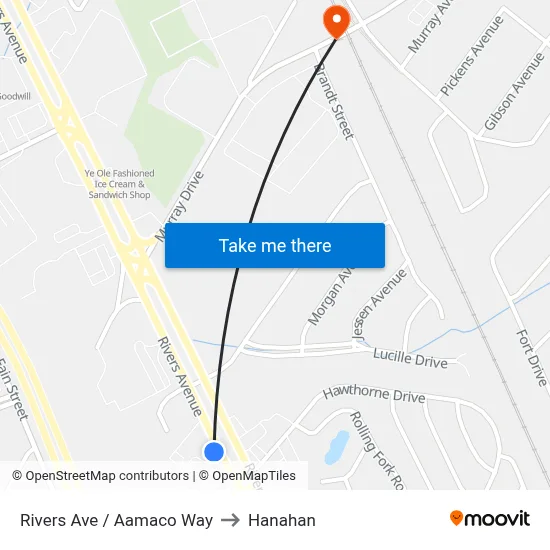 Rivers Ave / Aamaco Way to Hanahan map