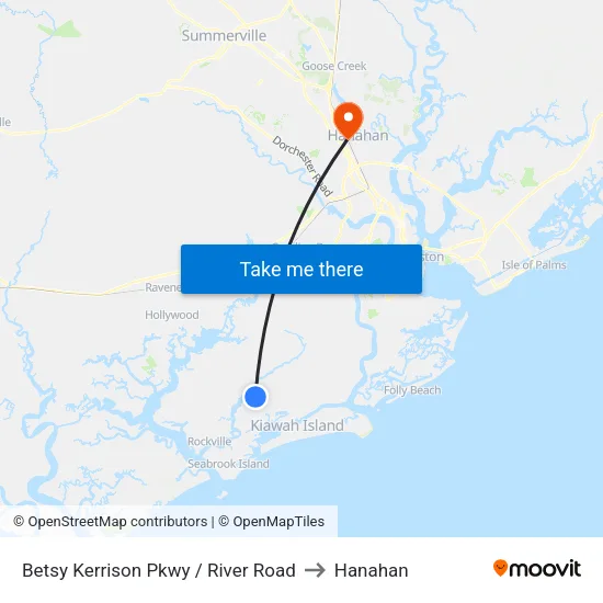 Betsy Kerrison Pkwy / River Road to Hanahan map